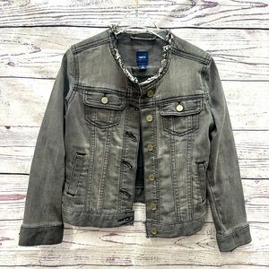 Gap Kids Grey Distressed Denim Jacket Small